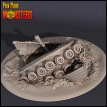 boat crash tabletop game monster terrain warhammer water miniature wave tentacle patreon d&d dnd pathfinder scatter lepas 3d print model - Mito3D