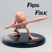 frog folk tabletop board creature dragons dungeons game monster spear warrior d&d dnd toad amphibian grung 3d print model - Mito3D
