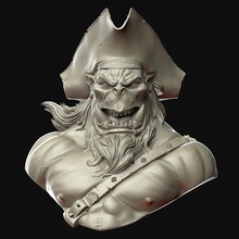 pirate ork captain bust store fantasy orc 3d print model - Mito3D