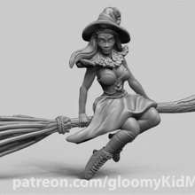 witch broom tabletop fantasy miniature caster dnd 3d print model - Mito3D