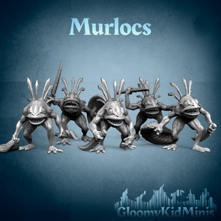 murlocs tabletop dungeons fish mini miniature warcraft dnd murloc kua-toa 3D print model - Mito3D