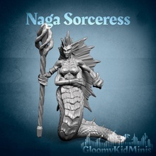 naga sorceress tabletop dungeons mini miniature caster warcraft dnd 3d print model - Mito3D
