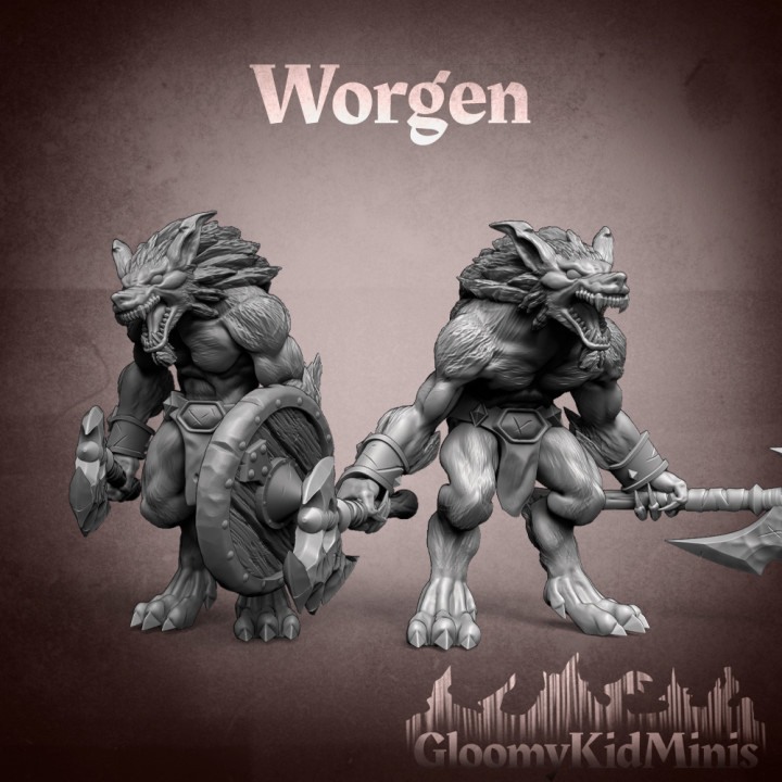 worgen tabletop barbarian mini miniature werewolf dnd lycan 3D print model - Mito3D