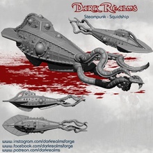 steampunk tienda campaña calamar Embarcacion d Calabozos Dragones Mindflayer Itthilid 3d print model - Mito3D