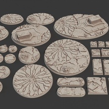 daemonic kingdom bases set tabletop fantasy miniatures skull base forge titan lava 3d print model - Mito3D