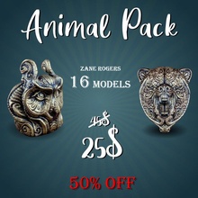 animal pack 16 modèles 50 jardin ancien buste créature 3d print model - Mito3D