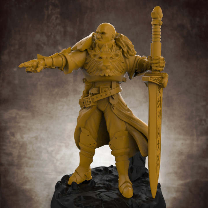 Kingsguard komutan 32mm ölçek minyatür masaüstü insan şövalye Kral paladin 3D print model - Mito3D