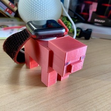 minecraft pig apple watch charger 3d print model - Mito3D