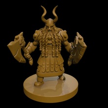 dwarf warrior tabletop armor helmet warrior weapon beard horns dwarf d&d dnd ax axes braids 3d print model - Mito3D