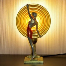 art déco lampe 1 jardin femelle figurine sculpture statue femme luxe jeune fille charme 3d print model - Mito3D