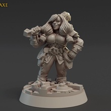 metal beards elris nobleaxe tabletop axe fantasy miniatures warrior women dwarf forge titan 3d print model - Mito3D