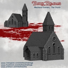 medieval scenery - church tabletop buildings terrain d&d 3d print model - Mito3D