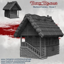 medieval scenery - house 1 tabletop building terrain roof d&d thatched 3d print model - Mito3D