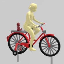 dchen mit vélo und nounours jouets Jeux bar ours bicyclette fille 3d print model - Mito3D