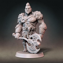 goliath barbarian type hair modular hands + 4 weapons presupported tabletop fantasy fighter mini sword miniature dungeonsanddragons minis patreon 28mm greatsword dnd maul pathfinder 32mm greataxe miniflayer dndminiatures 3d print model - Mito3D