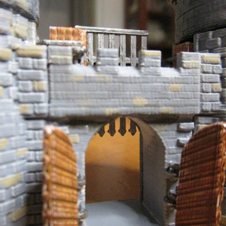 Mauer Segmente Tore Zugbrücke Tischplatte mittelalterlich Modell Rahmen Schloss Tor 1 72 3D print model - Mito3D