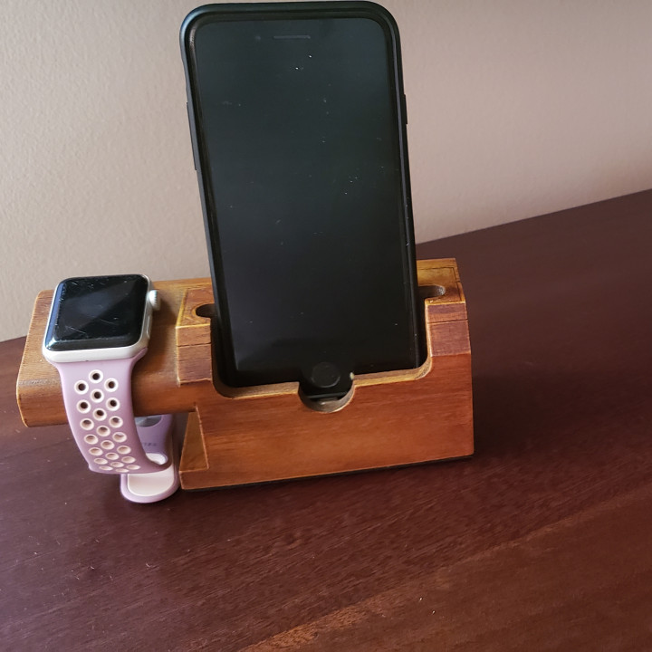 iphone iwatch charging stand wood charger 3D print model - Mito3D