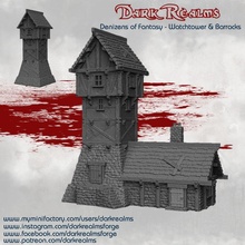 denizens fantasy - watchtower & barracks tabletop building medieval terrain d&d 3d print model - Mito3D
