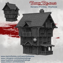 denizens fantasy - shophouse tabletop building house medieval terrain shop d&d 3d print model - Mito3D