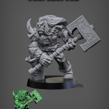tusk fiery hammer tabletop hero orc patreon halforc fabioschizzo 3d print model - Mito3D