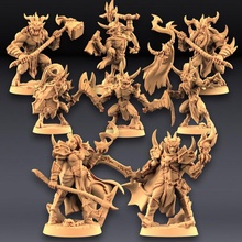 abyss demons - 6 modular + 2 heroes tabletop demon army devil diablo dragons dungeons mini miniatures miniature monsters minis succubus wargame bearded enemies dnd bundle tiefling imp barbed artisan guild 3d print model - Mito3D