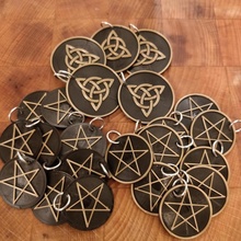 pagan keychains black keychain bronze pla pentagram triquetra twocolor pagan pentacle