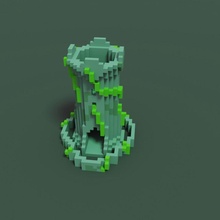 voxel torre maceta flor jardín medieval planta florero agua 3d print model - Mito3D