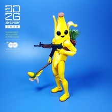 ak-47 peely fortnite simplified props & cosplay figure game gun toy weapon articulated actionfigure banana ak47 ziptie articulation zipguy zipjoints bananaman 3d print model - Mito3D