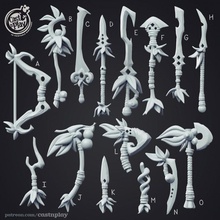 forest creature weapons tabletop axe hands modular sword weapon bow swords wooden shields spears slash shortbow 3d print model - Mito3D