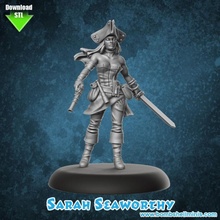 sarah seaworthy female pirate babe buccaneer fantasty 3d print model - Mito3D