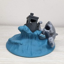 3d benchy silver shark toys & games wave 3dbenchy beefy sharkwithmuscles 3d print model - Mito3D