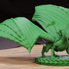 dragon rider tabletop big creature dinosaur fantasy statue warhammer character miniature dnd pathfinder statuine 3d print model - Mito3D
