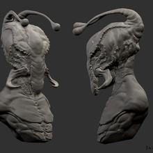 alien figure bust sculpture scifi 3d print model - Mito3D