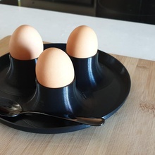 egg cup - incorporated plate breakfast dining kitchen eggcup 3d print model - Mito3D