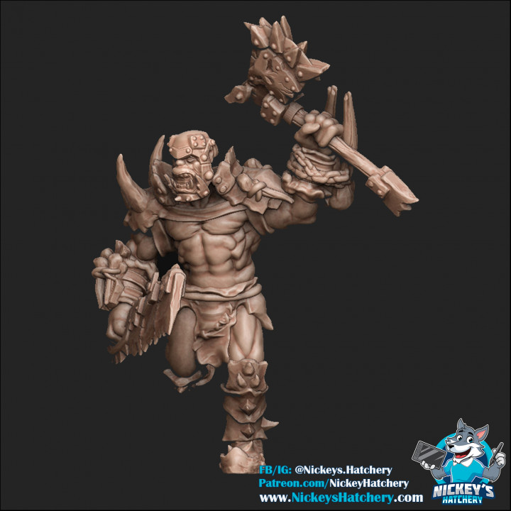 orc 1 tabletop axe fighter running warrior butcher attacking 3D print model - Mito3D