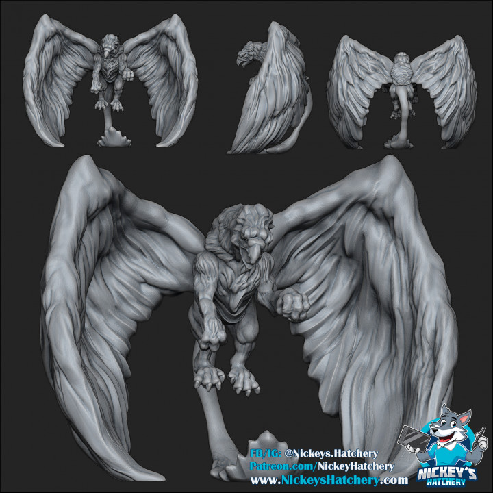 flying griffon tabletop mount rpg landing dnd attacking 3D print model - Mito3D