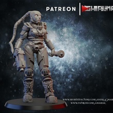 sci-fi female warrior 2 tabletop 40k dragons dungeons game miniatures model play hunter evil enemy dnd pathfinder 3d print model - Mito3D