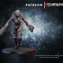 female sci-fi warrior 3 tabletop dungeons game miniatures model play war woman hunter necromunda dnd inquisitor 0k drangons 3d print model - Mito3D