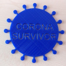 corona survivor badge fan art covid-19 covid19 3d print model - Mito3D