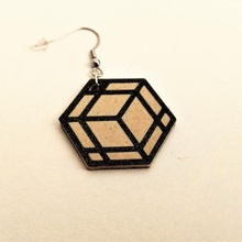 cube earrings necklace 3d jewellery wood pla geometry earring fillamentum 3d print model - Mito3D