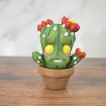 happy cactus toys & games cartoon decoration office plant pot character novelty faux 3d print model - Mito3D