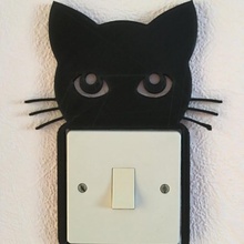 cat light switch frame & garden lightswitch blackcat 3d print model - Mito3D