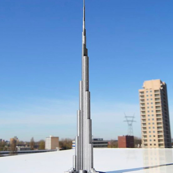 burj Khalifa dubai uae arquitetura construção escala torre monumento miniatura árabe Ásia marco arranha céu arábia islâmico mini mundo miniworld3d 3D print model - Mito3D