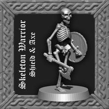 Mort vivant squelette guerrier hache bouclier table armée dragons donjons mini zombi miniature sculpter morte escarmouche argame 3d print model - Mito3D