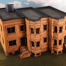 York Brownstone Gebäude Bildung Stadt Wunder Terrain Wargaming Kriegsspiel 3d print model - Mito3D