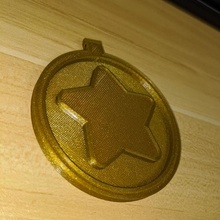 golden winner medal 8bit gold medallion star trophy pla win shiny glittery won 3d print model - Mito3D