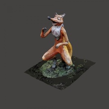 wooden sculpture fox 3d print model - Mito3D