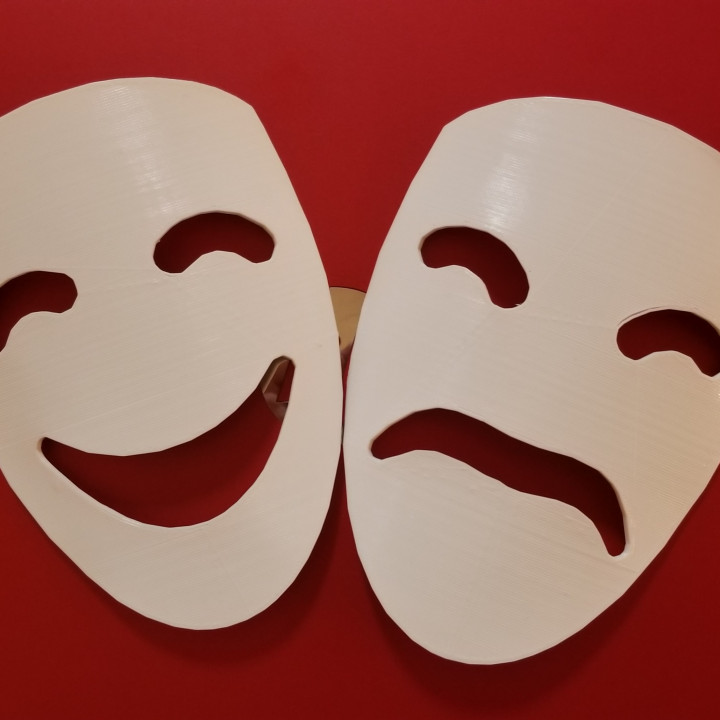 teatro comedia tragedia mascaras máscara musa musas 3D print model - Mito3D