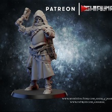 sacerdote 2 tampo mesa dragões masmorras fantasia líder martelo banda dnd Mordheim guerra miniatura iniciações 3d print model - Mito3D