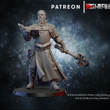 sacerdote 1 tampo mesa dragões masmorras fantasia líder guerra martelo miniatura banda dnd mordher 3d print model - Mito3D